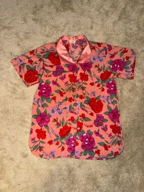 Vintage Victoria's Secret Gold Label Pink Floral Satin-Trim Nightgown